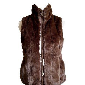 EXPRESS BROWN FAUX FUR MICK NECK VEST SZ SMALL